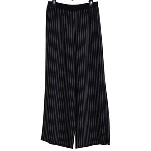 ATM Anthony Thomas Melillo Pinstripe Wide Leg Pants Women's Large Black White